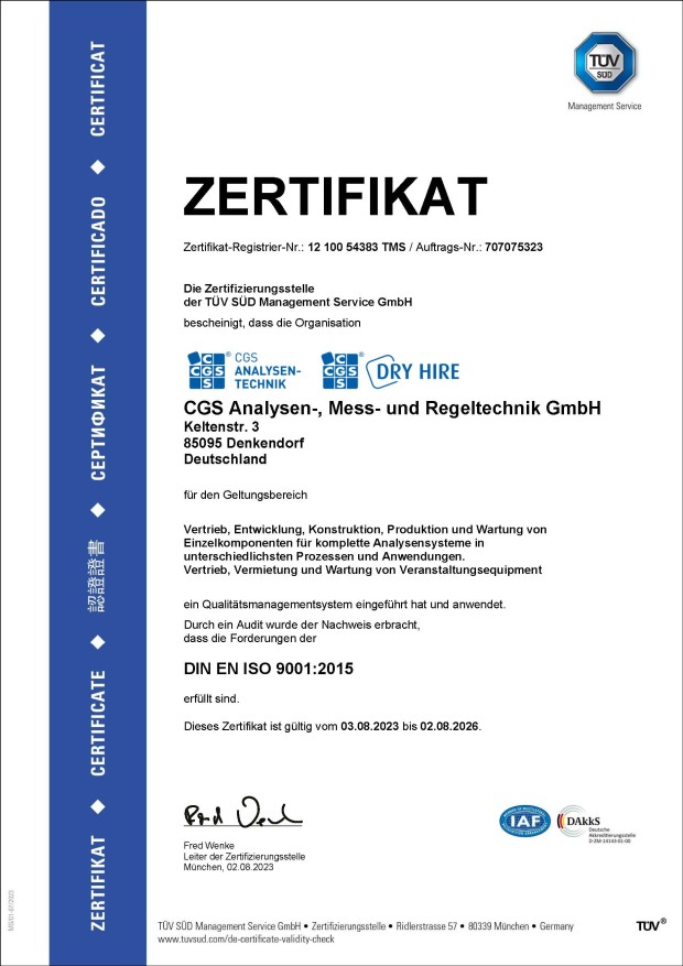 ISO 9001:2023 Zertifizierung CGS